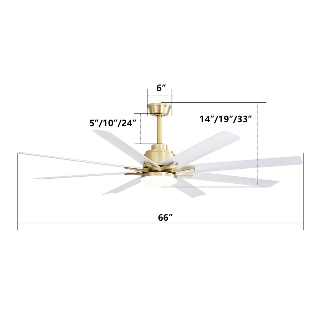 Smart Ceiling Fan with Dimmable LED Light and Reversible Airflow