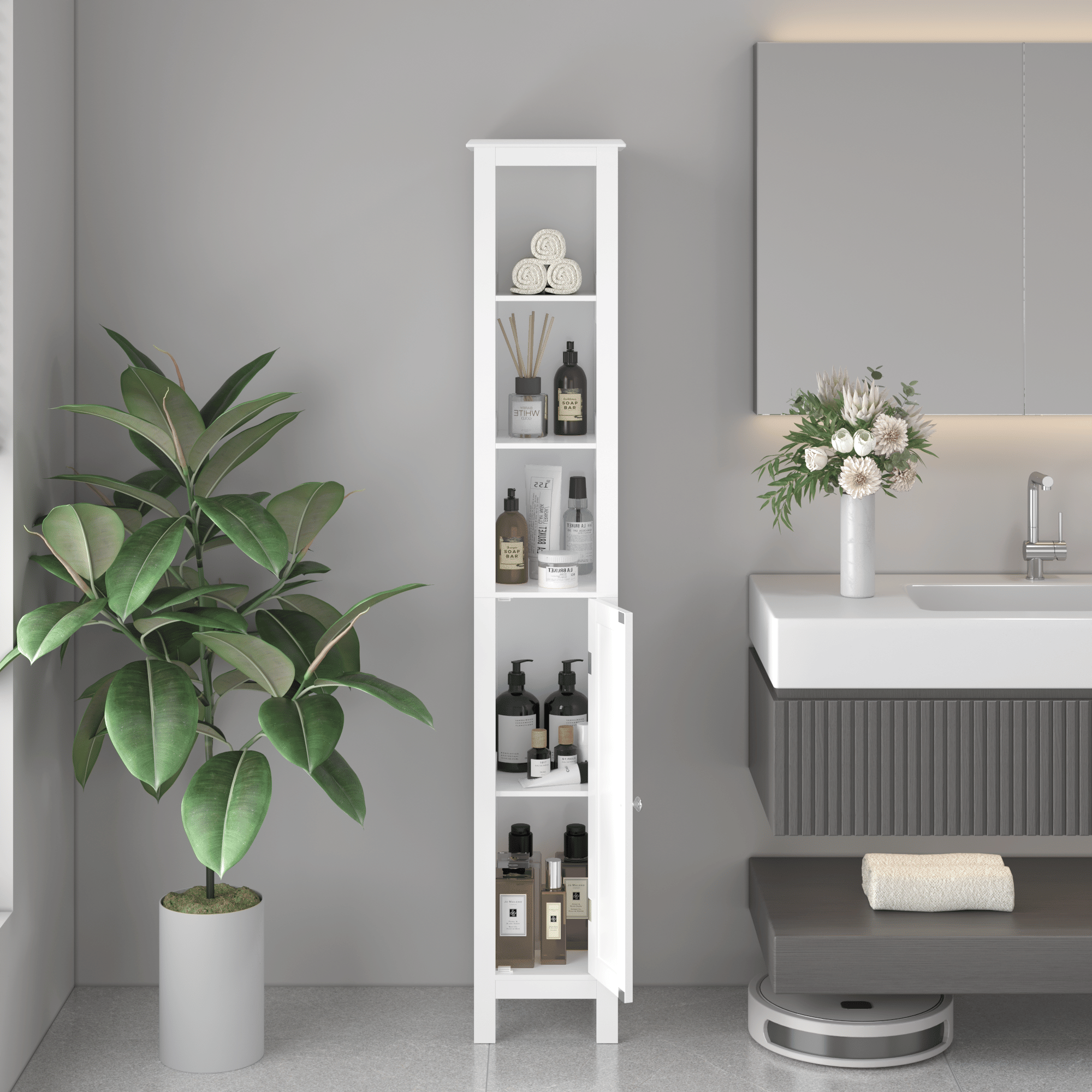 Versatile Tall Storage Cabinet for Bathroom, Kitchen, or Study