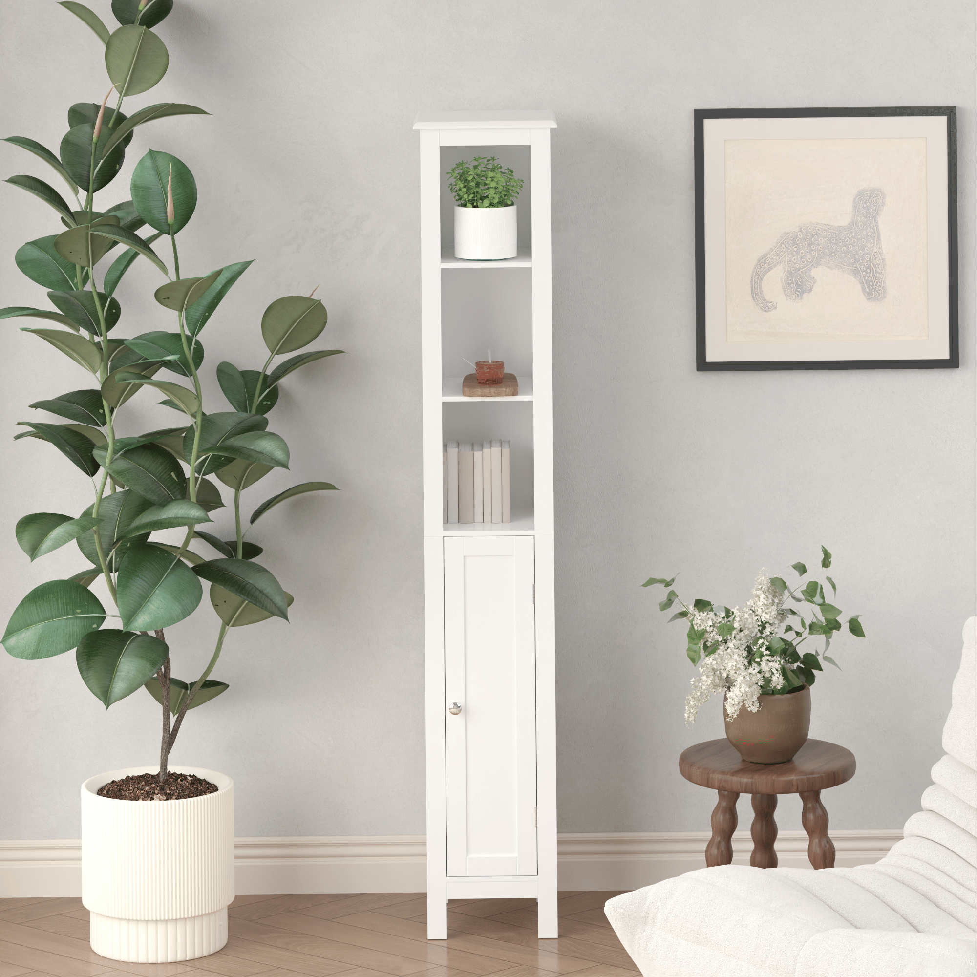 Versatile Tall Storage Cabinet for Bathroom, Kitchen, or Study