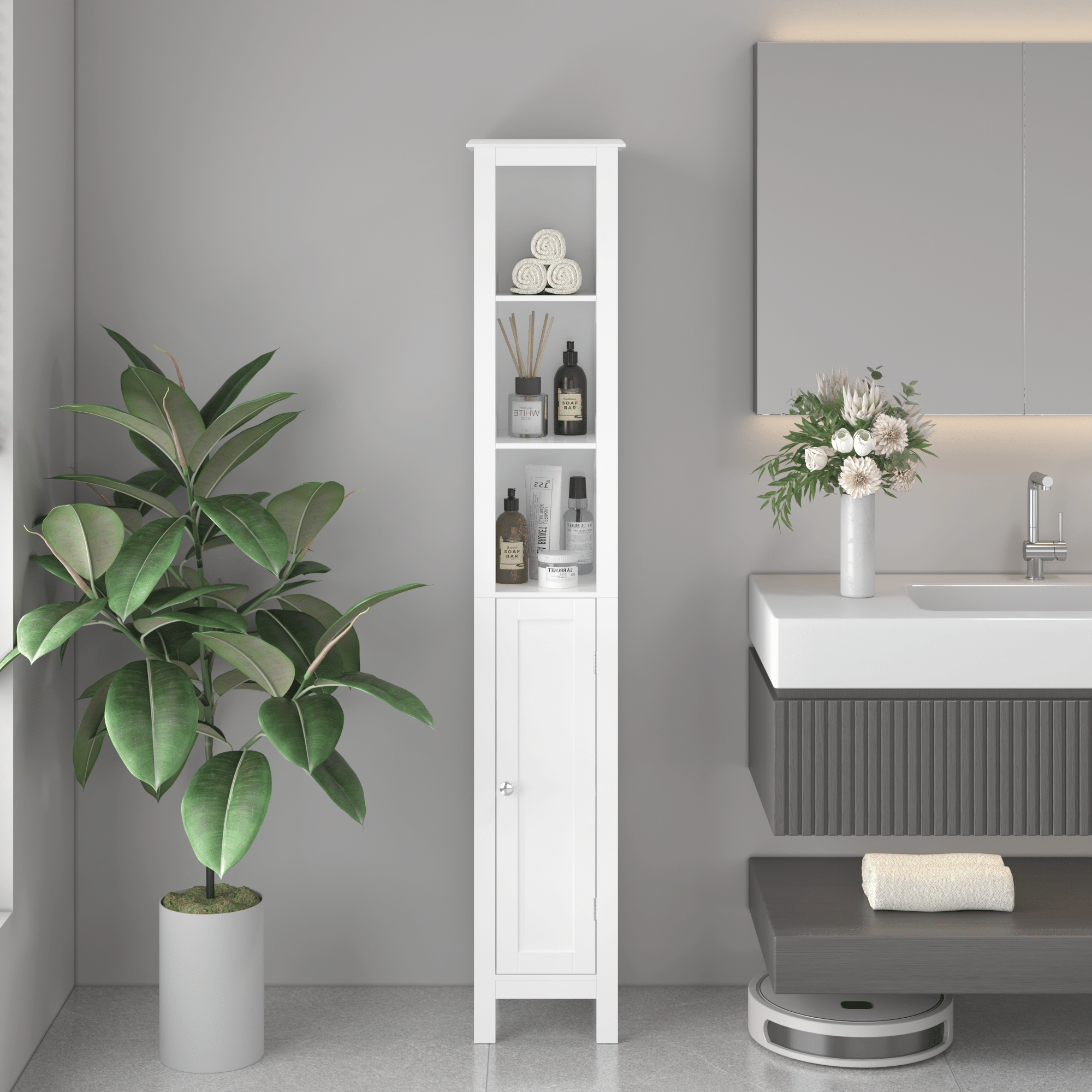 Versatile Tall Storage Cabinet for Bathroom, Kitchen, or Study