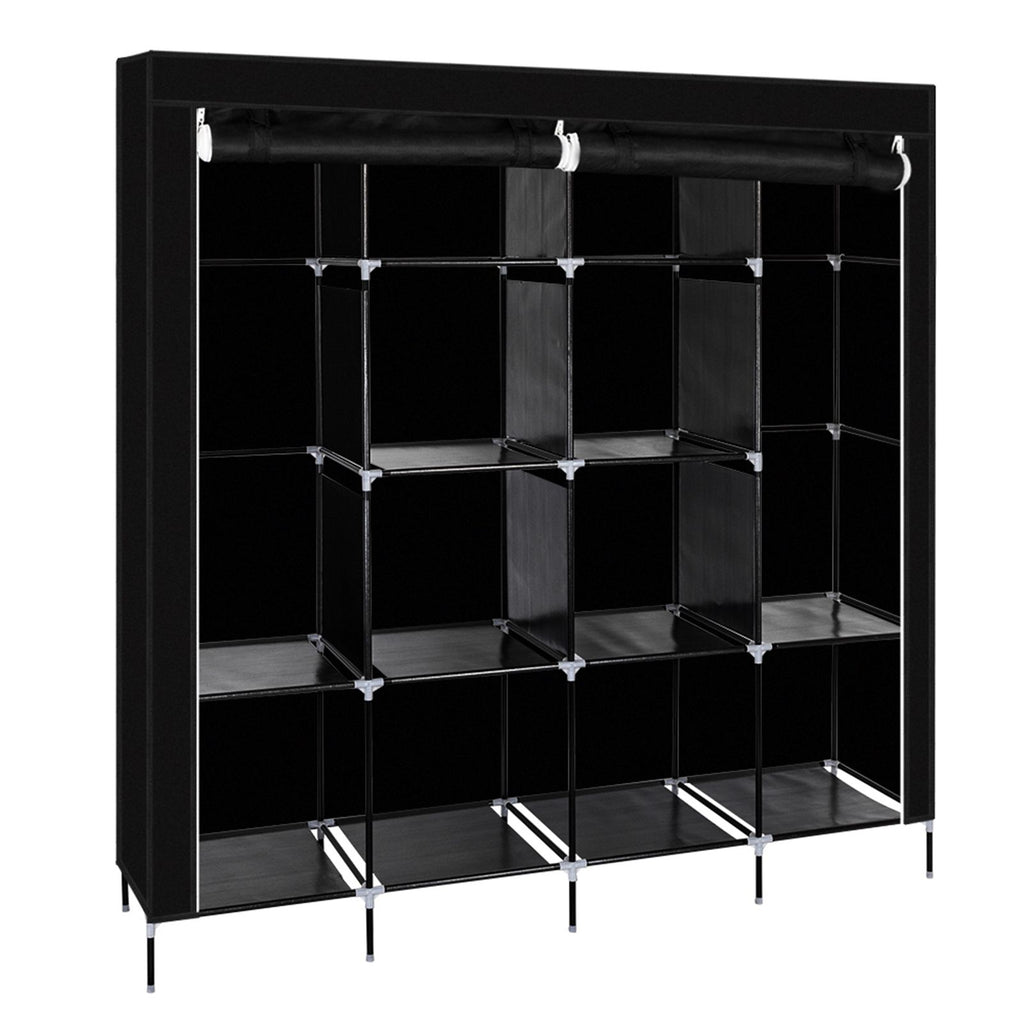 Portable Closet Wardrobe with Shelves and Hanging Rod