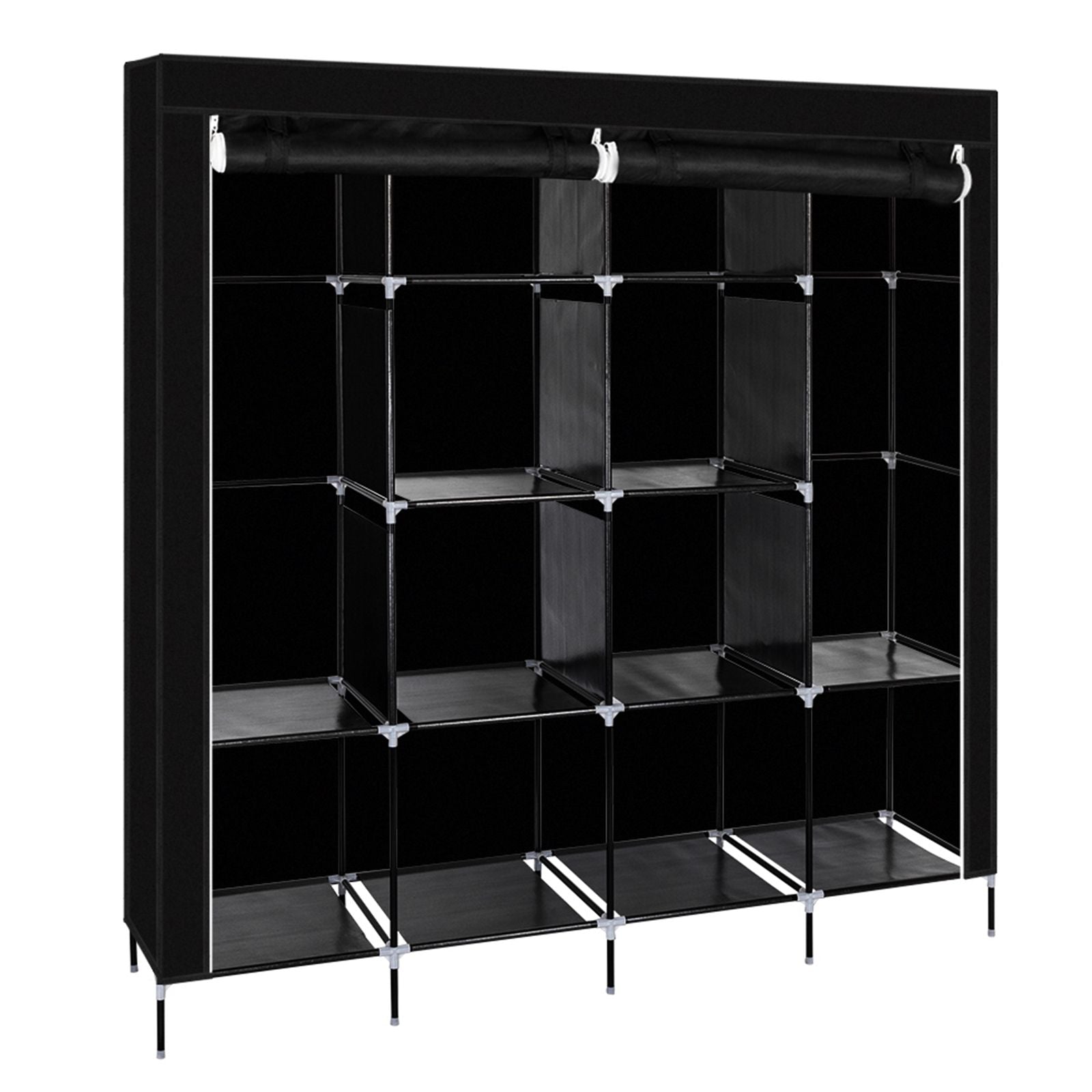 Portable Closet Wardrobe with Shelves and Hanging Rod