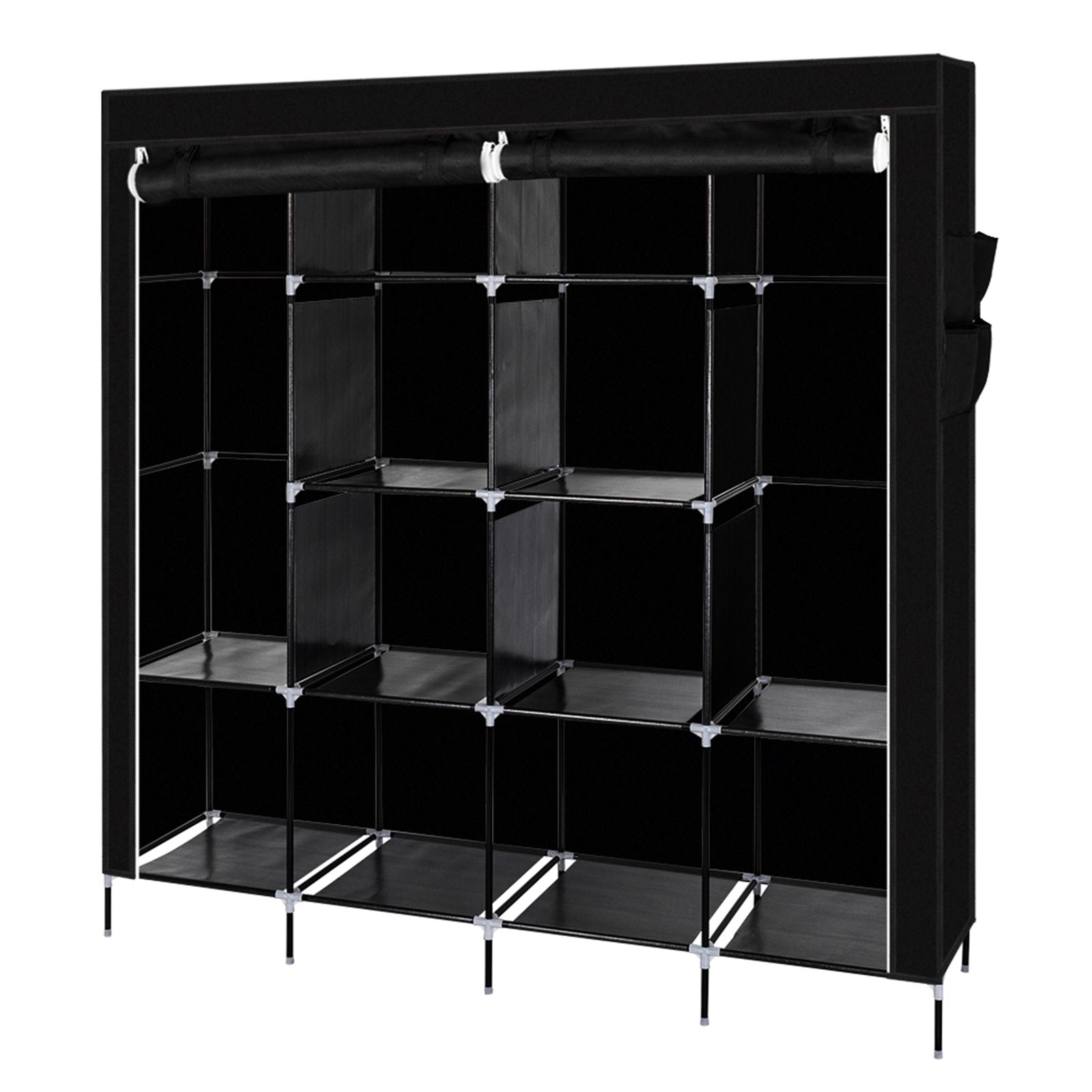 Portable Closet Wardrobe with Shelves and Hanging Rod