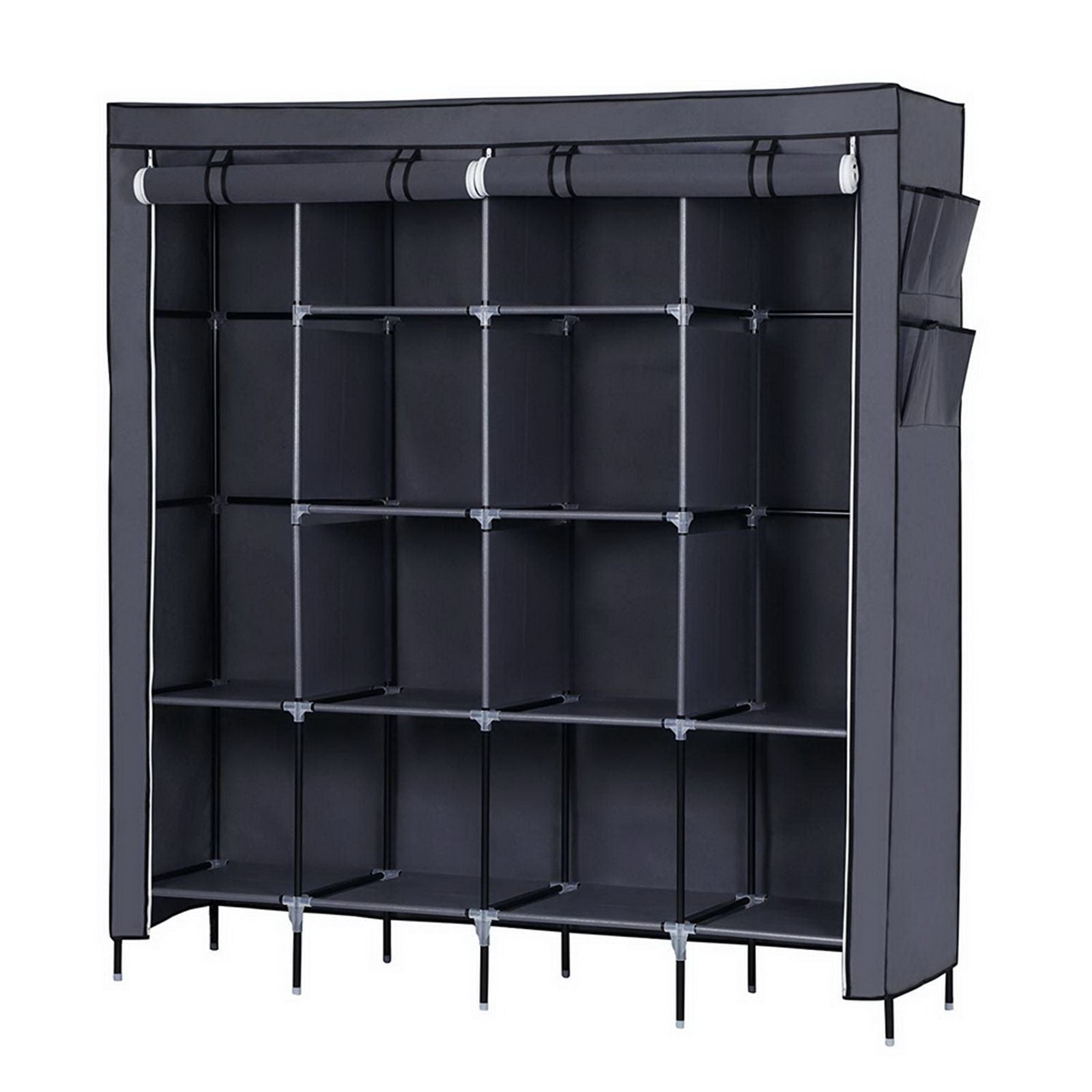 Portable Wardrobe Closet with 12 Shelves and Hanging Rod – Space-Saving Storage