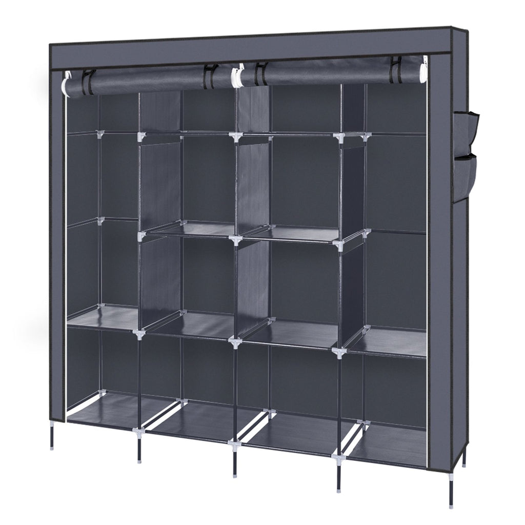 Portable Wardrobe Closet with 12 Shelves and Hanging Rod – Space-Saving Storage