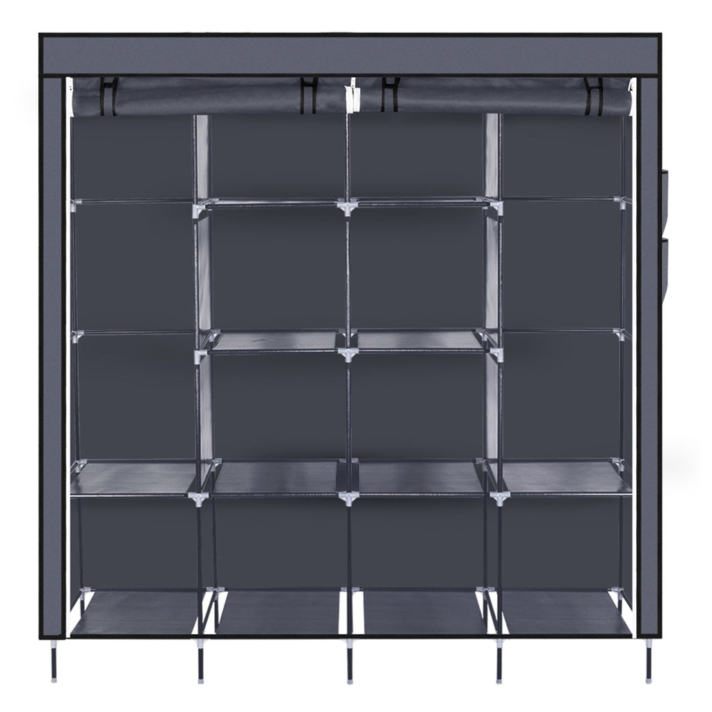 Portable Wardrobe Closet with 12 Shelves and Hanging Rod – Space-Saving Storage