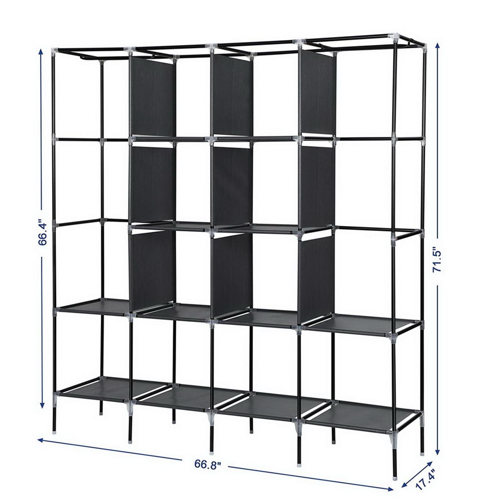 Portable Wardrobe Closet with 12 Shelves and Hanging Rod – Space-Saving Storage