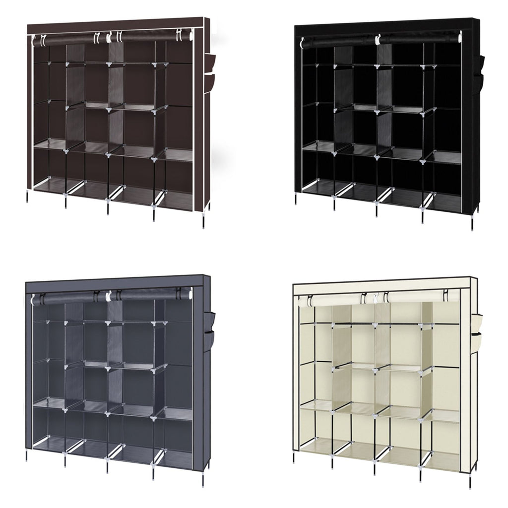 Portable Wardrobe Closet with 12 Shelves and Hanging Rod – Space-Saving Storage
