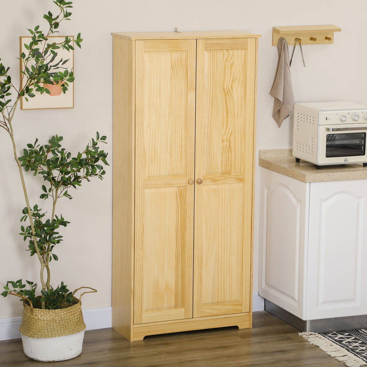 Freestanding Pantry Cabinet with Flexible Hidden Storage
