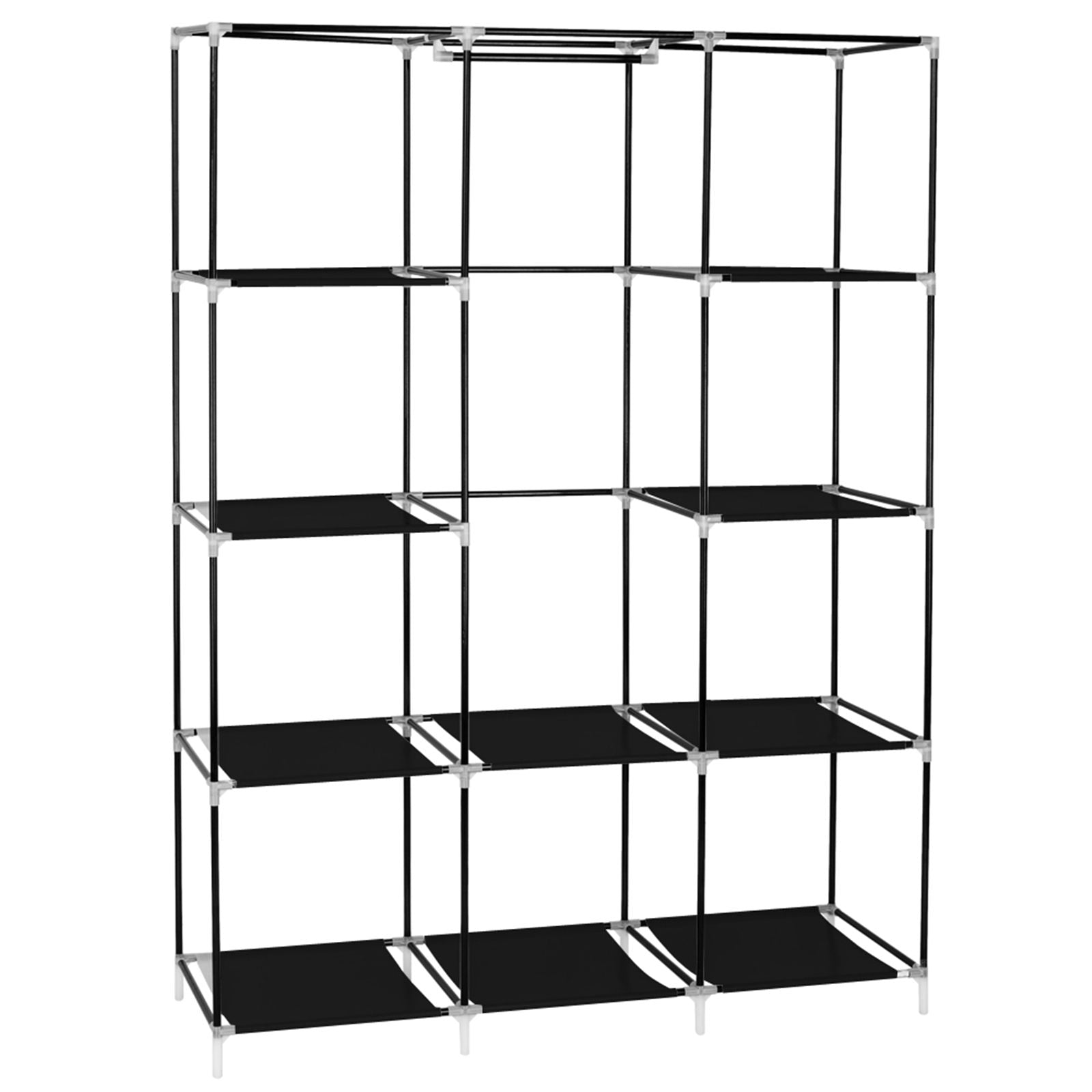 Portable Closet Organizer with Hanging Rod and Shelves