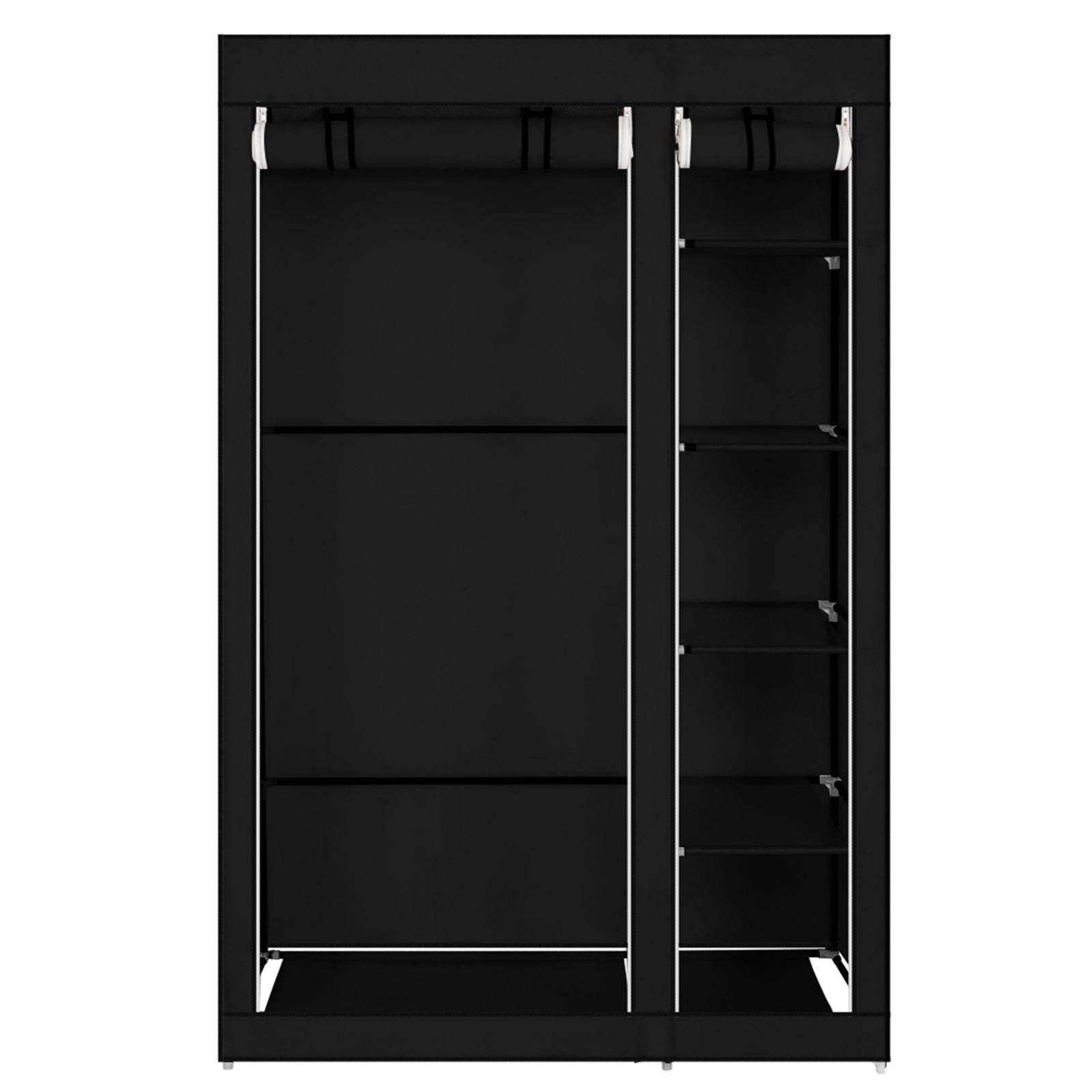 Portable Clothes Closet Wardrobe with Hanging Rod and Storage Shelves