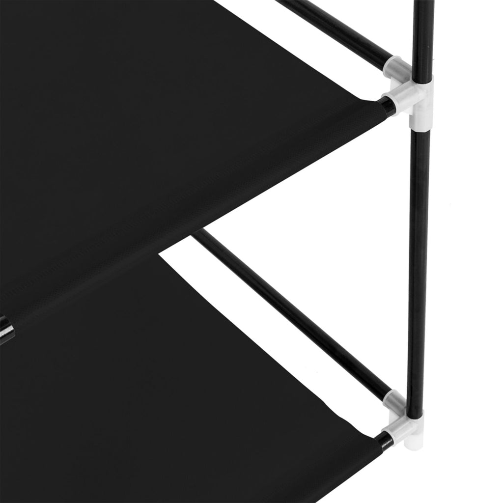 Portable Clothes Closet Wardrobe with Hanging Rod and Storage Shelves
