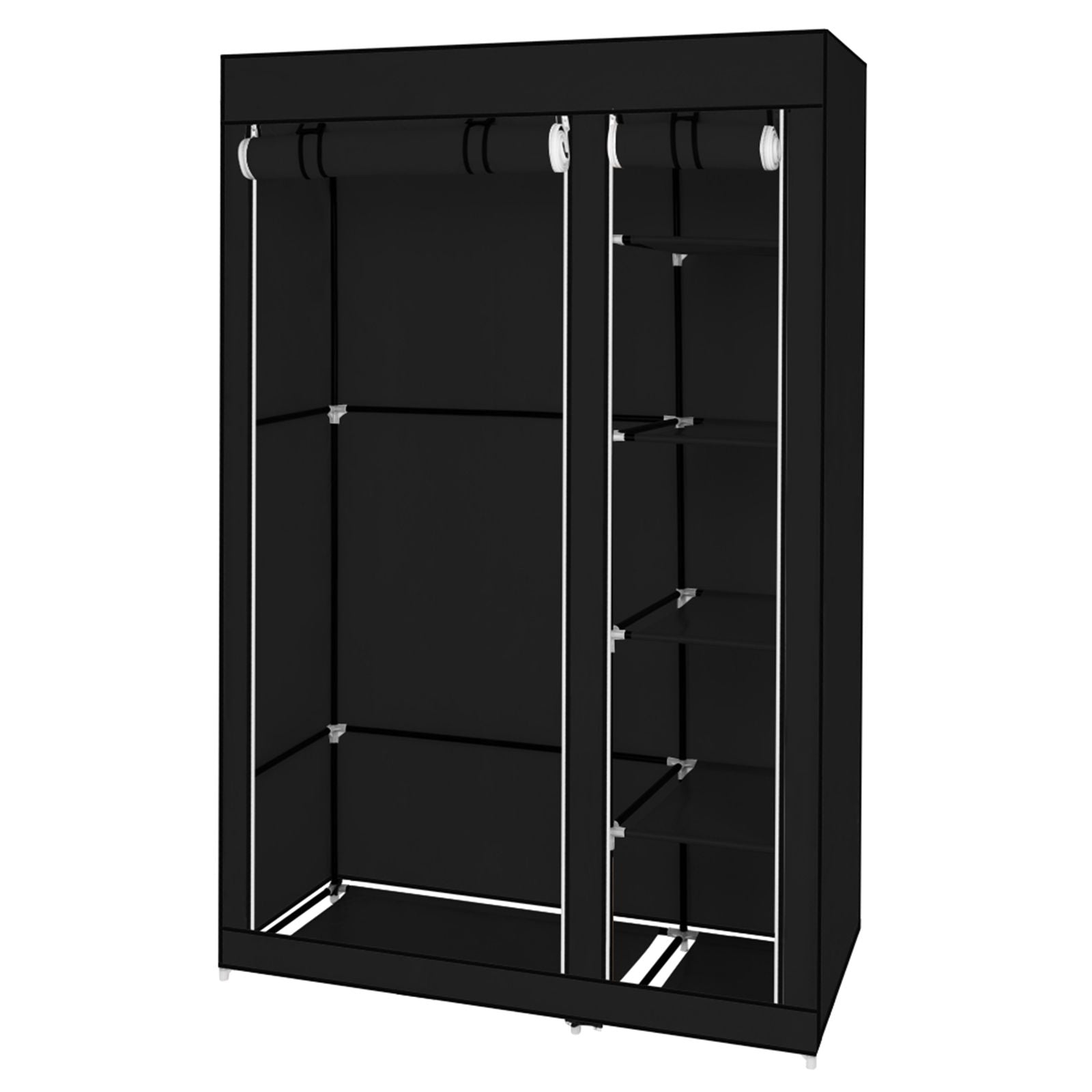 Portable Clothes Closet Wardrobe with Hanging Rod and Storage Shelves
