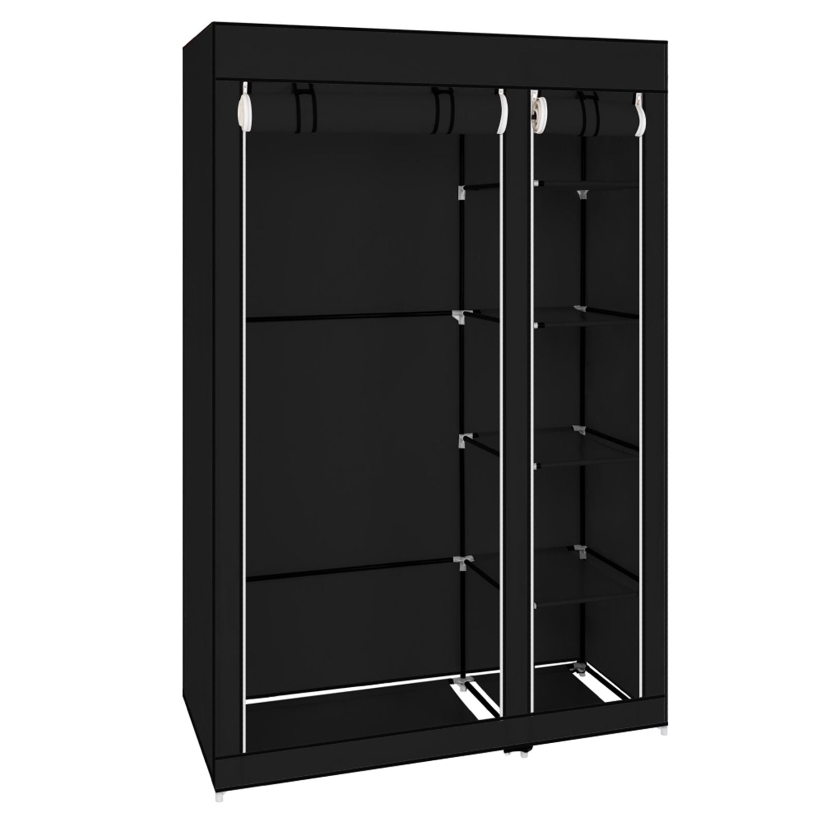 Portable Clothes Closet Wardrobe with Hanging Rod and Storage Shelves