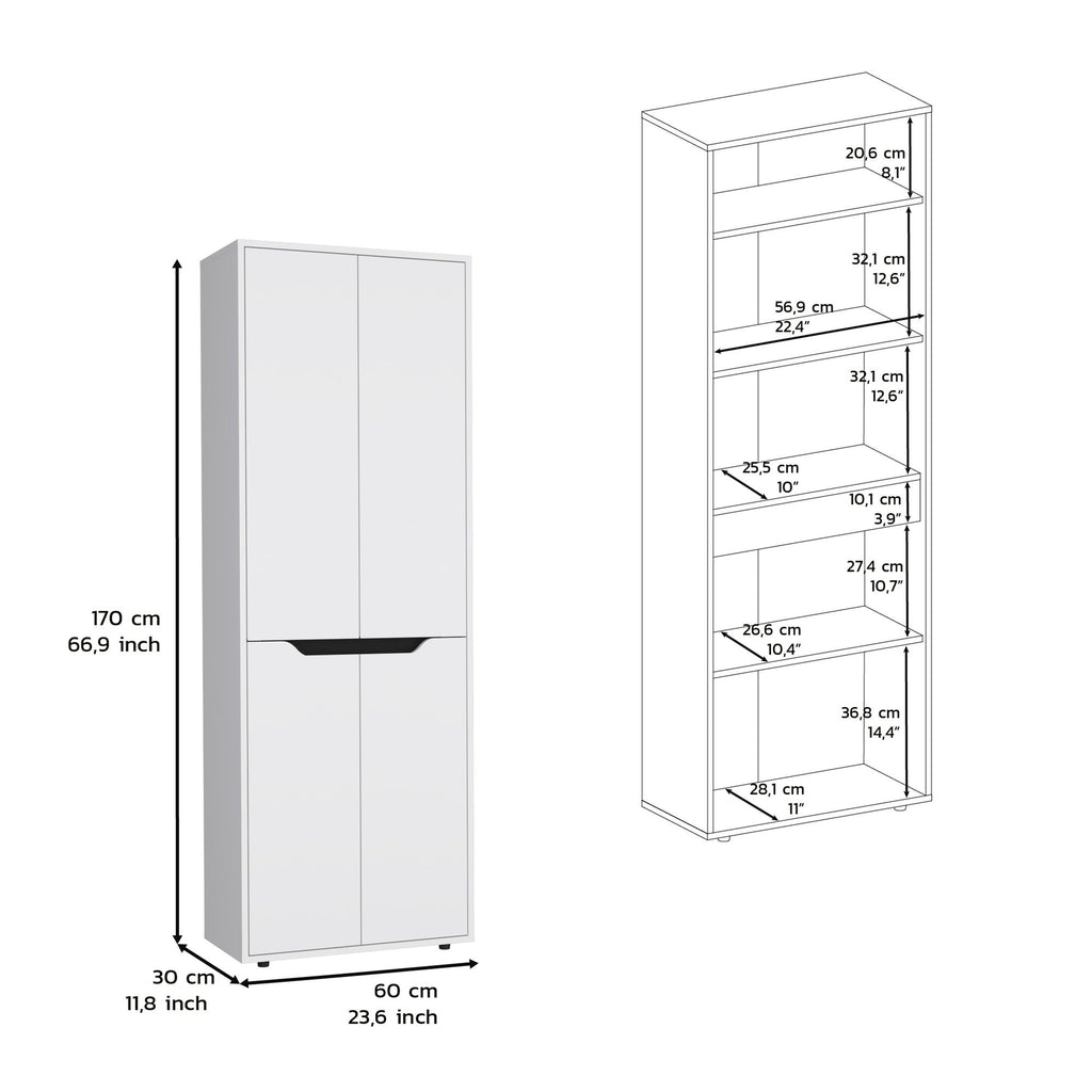 Compact Four-Door Kitchen Cabinet with Five Shelves