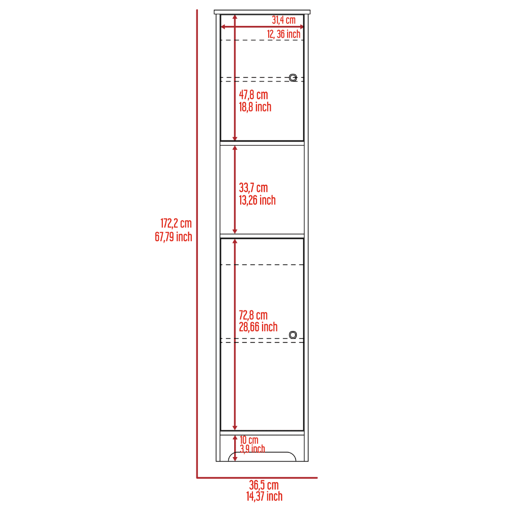 Double Door Storage Cabinet with Four Interior Shelves and Open Shelf