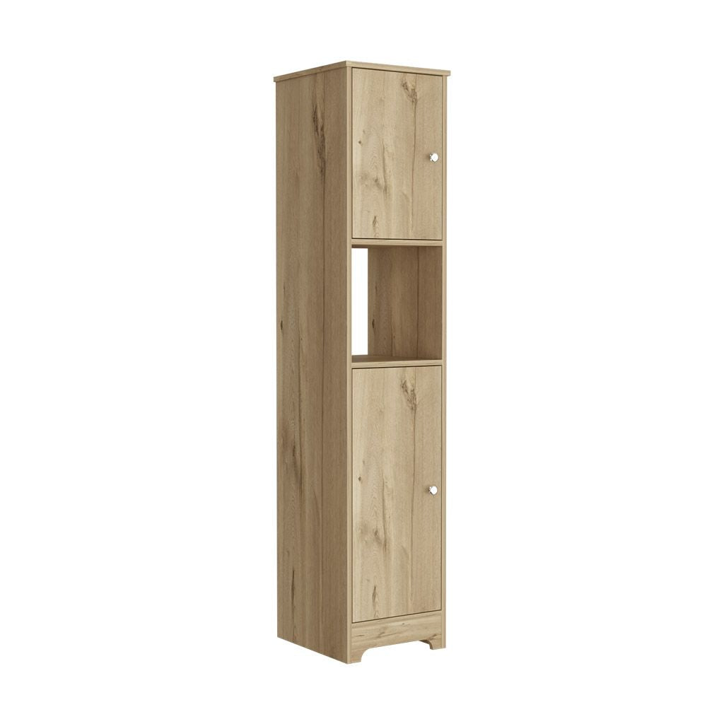 Double Door Storage Cabinet with Four Interior Shelves and Open Shelf