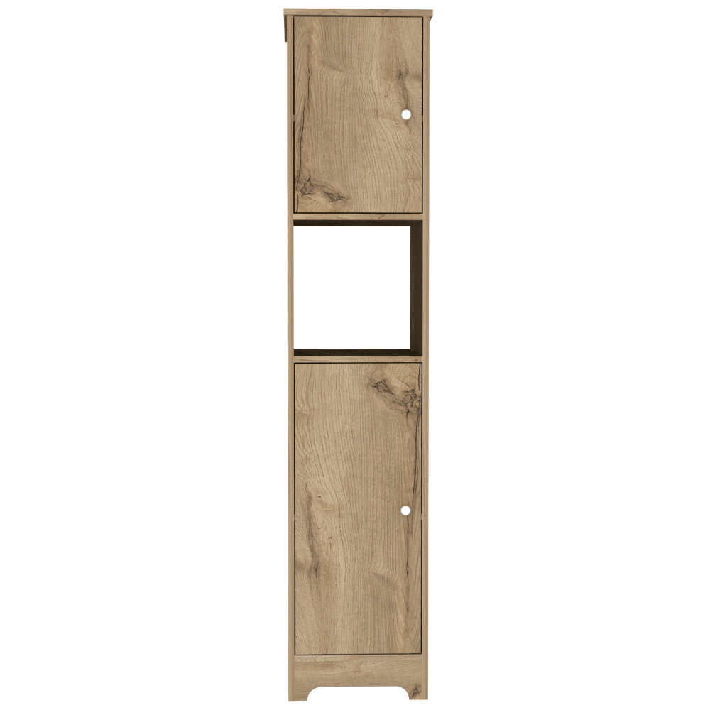 Double Door Storage Cabinet with Four Interior Shelves and Open Shelf