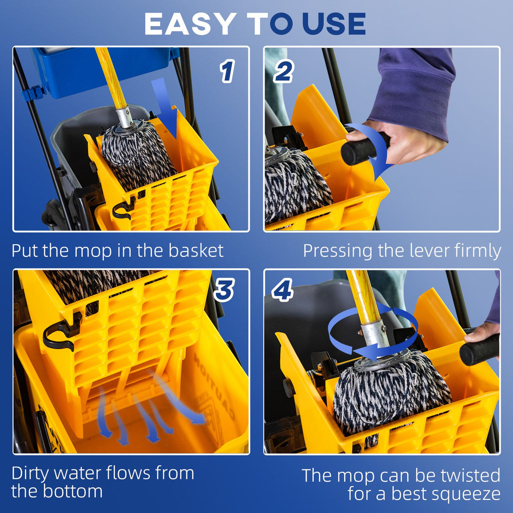 Rolling Mop Bucket Cart with Side-Press Wringer