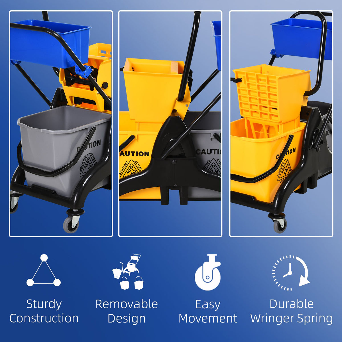 Rolling Mop Bucket Cart with Side-Press Wringer