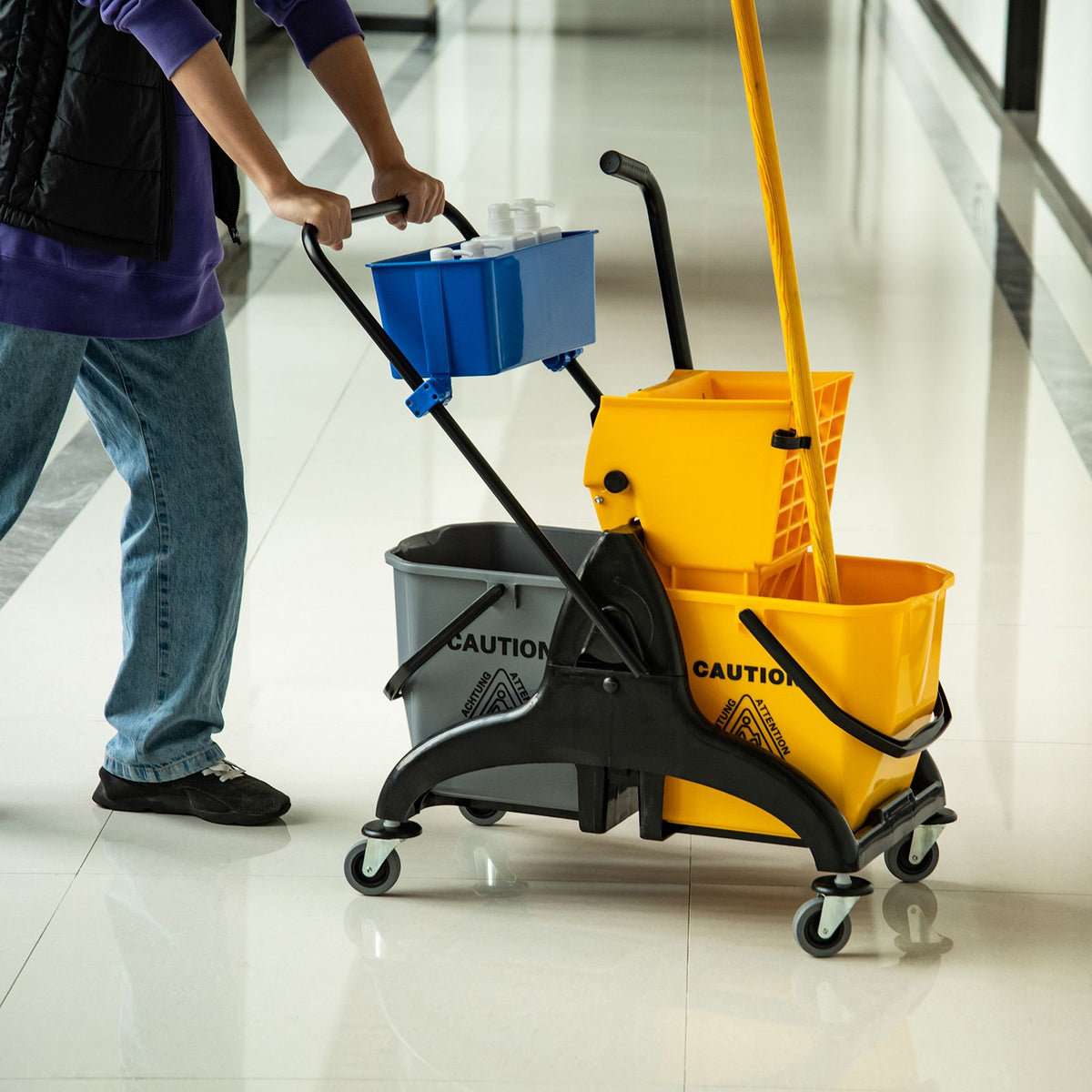 Rolling Mop Bucket Cart with Side-Press Wringer