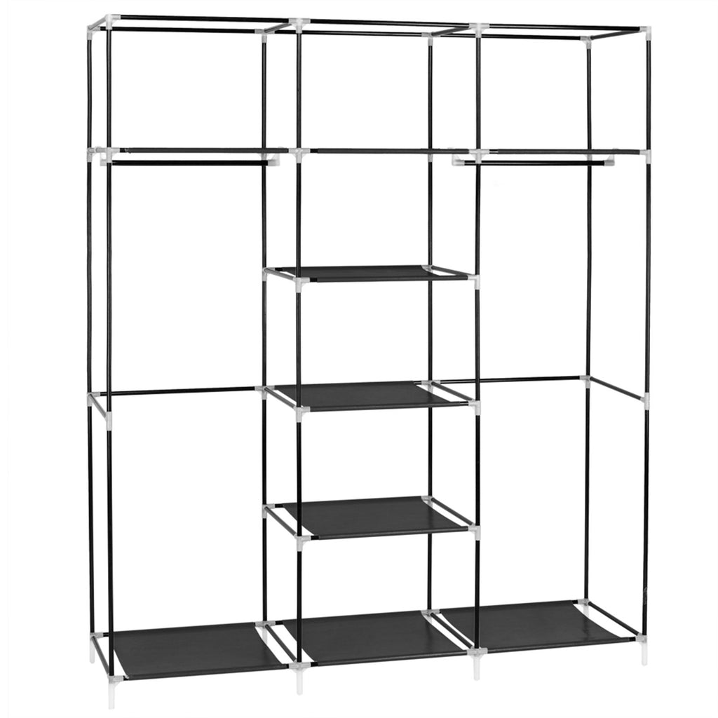 Portable Clothes Closet with Double Rods and 9 Shelves