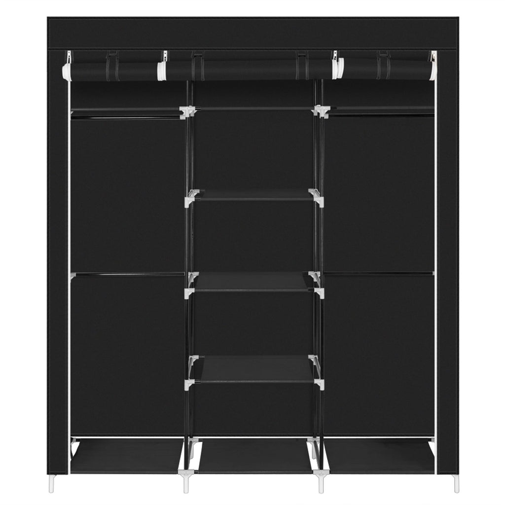 Portable Clothes Closet with Double Rods and 9 Shelves