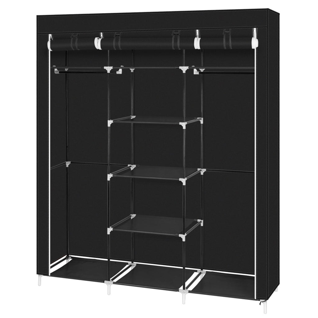 Portable Clothes Closet with Double Rods and 9 Shelves