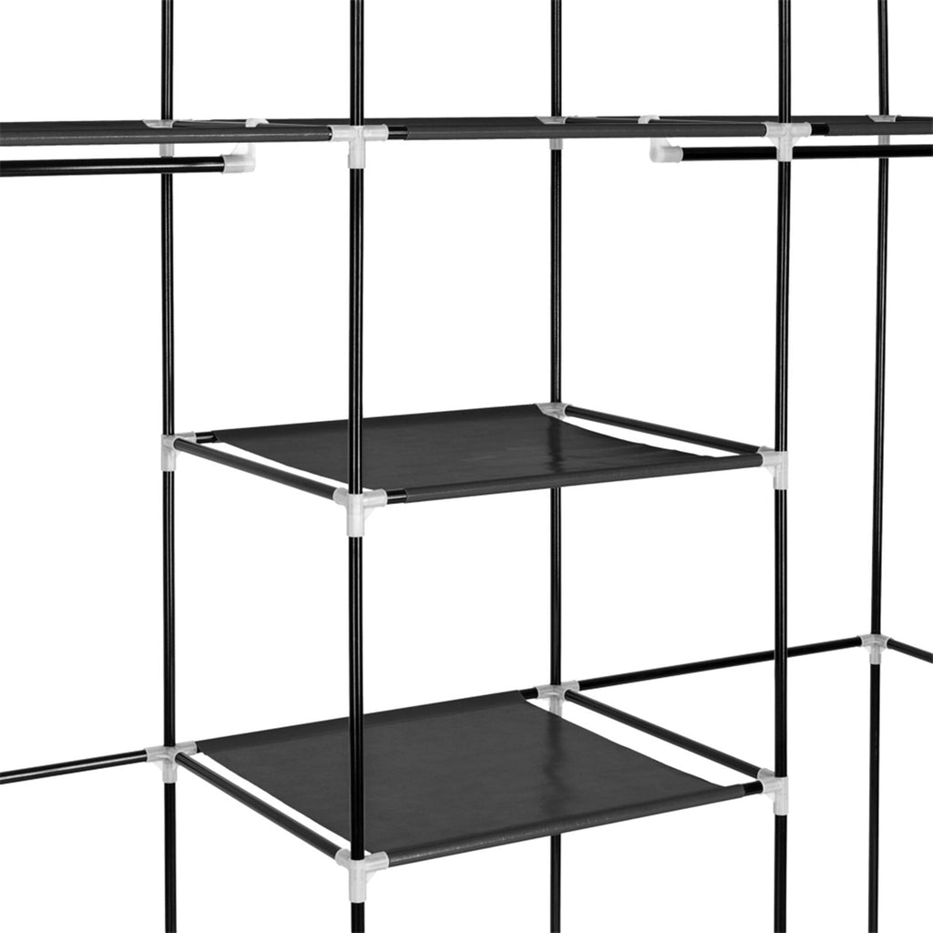 Portable Clothes Closet with Double Rods and 9 Shelves