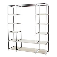 Portable Clothes Closet Organizer with Hanging Rod and Shelves
