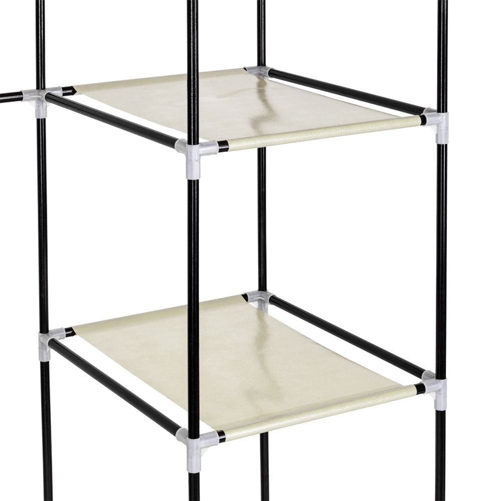 Portable Clothes Closet Organizer with Hanging Rod and Shelves