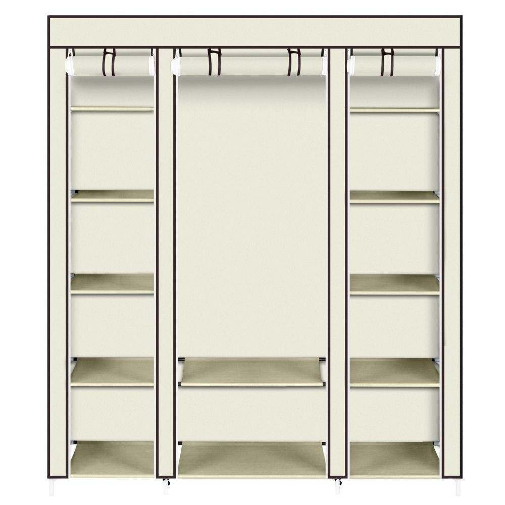 Portable Clothes Closet Organizer with Hanging Rod and Shelves