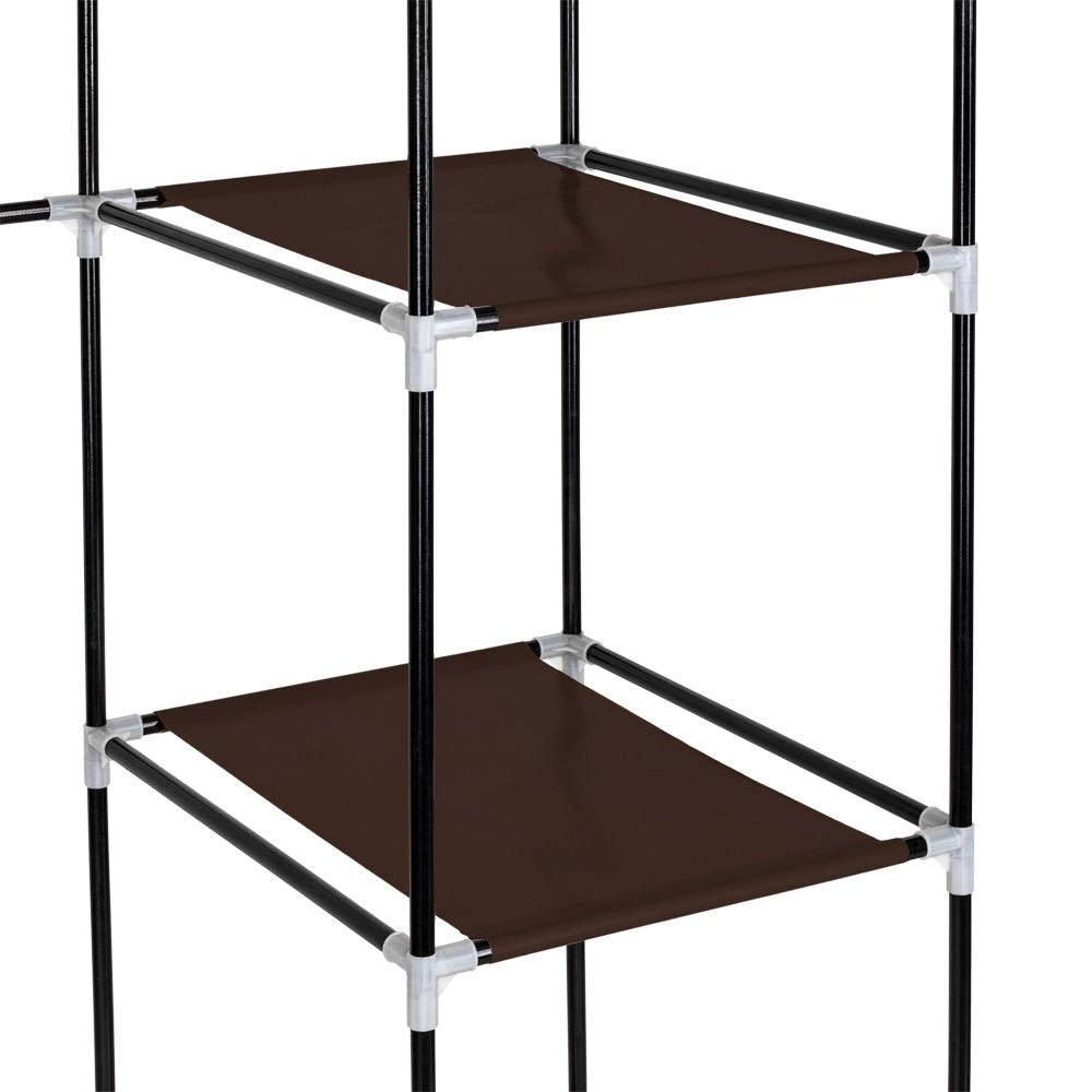 Portable Clothes Closet with Hanging Rod and Storage Shelves