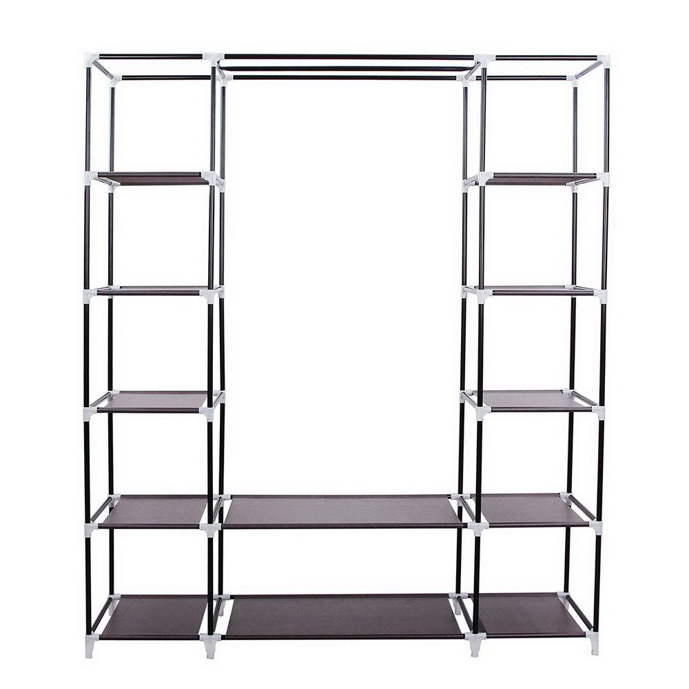 Portable Clothes Closet with Hanging Rod and Storage Shelves