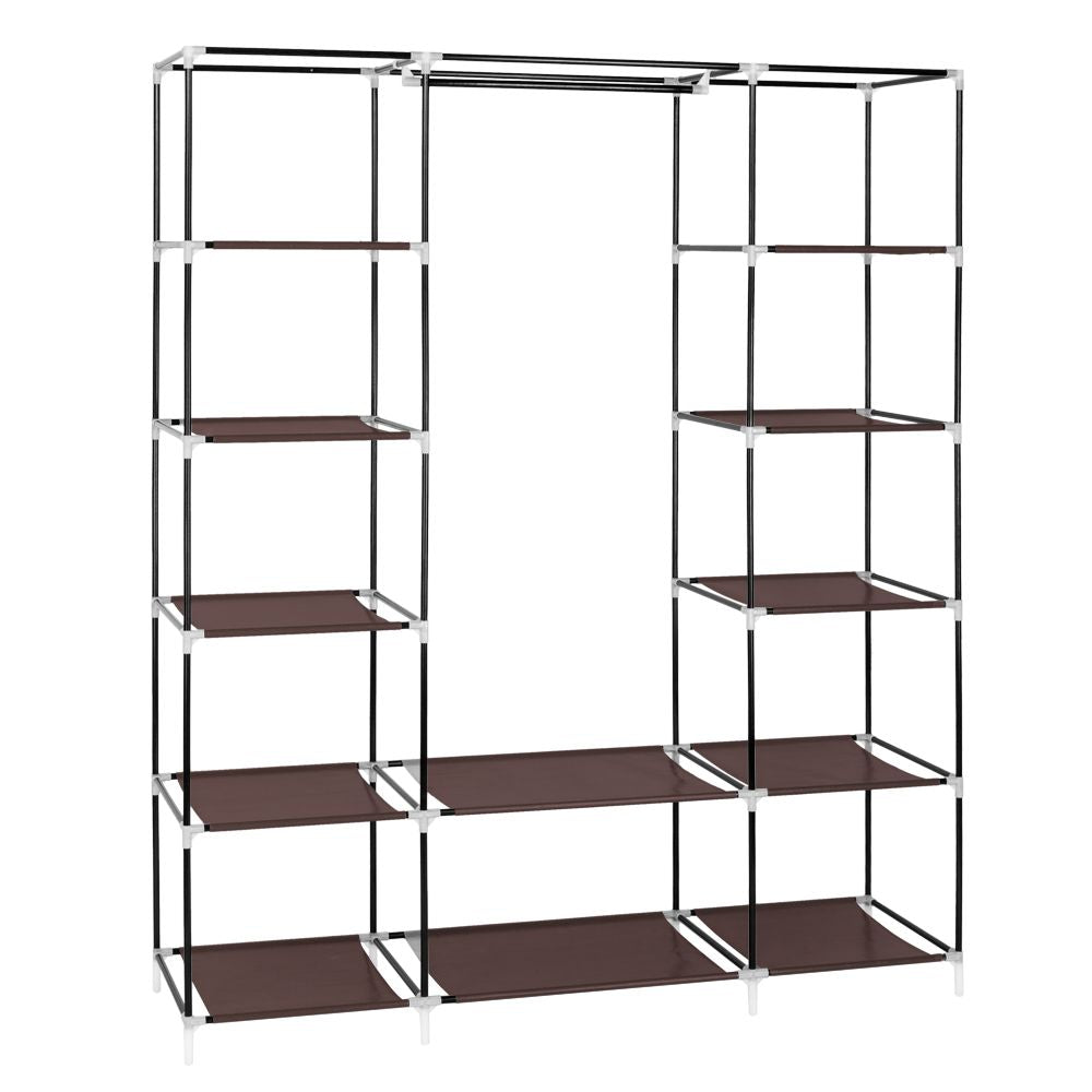 Portable Clothes Closet with Hanging Rod and Storage Shelves