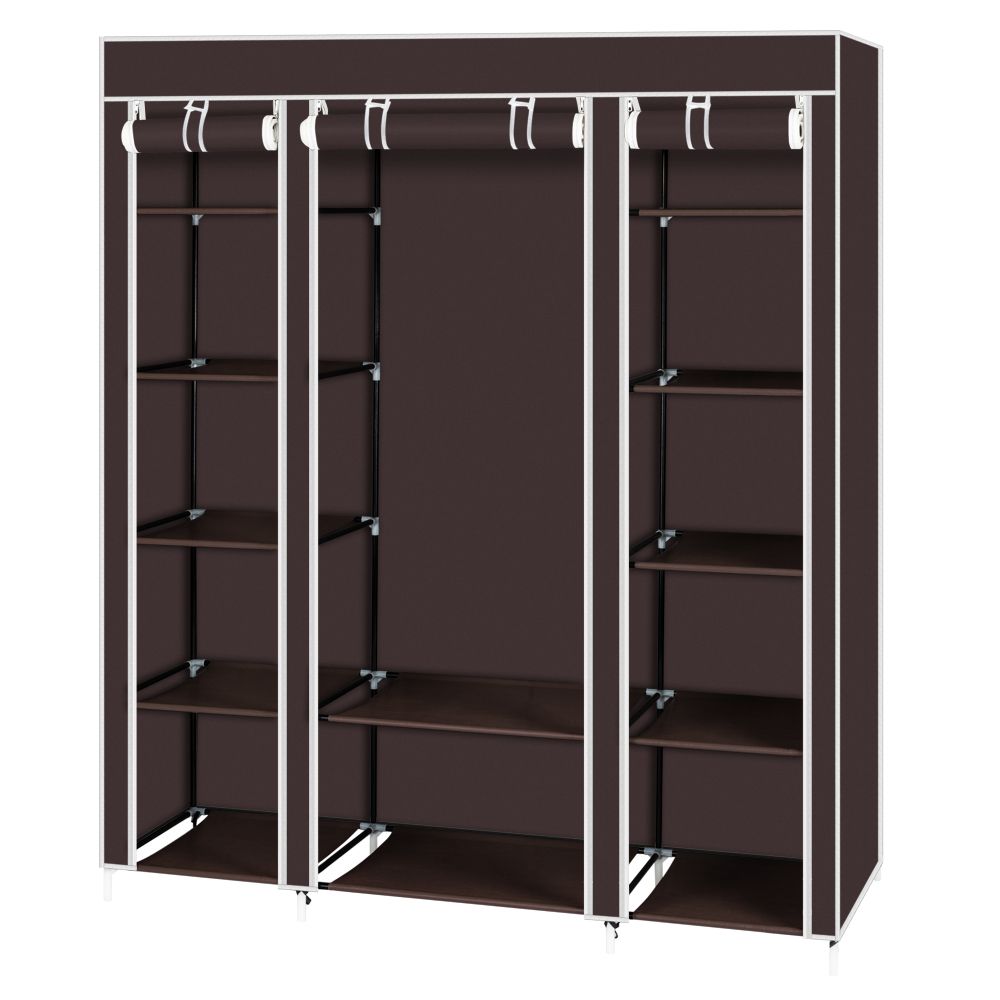 Portable Clothes Closet with Hanging Rod and Storage Shelves
