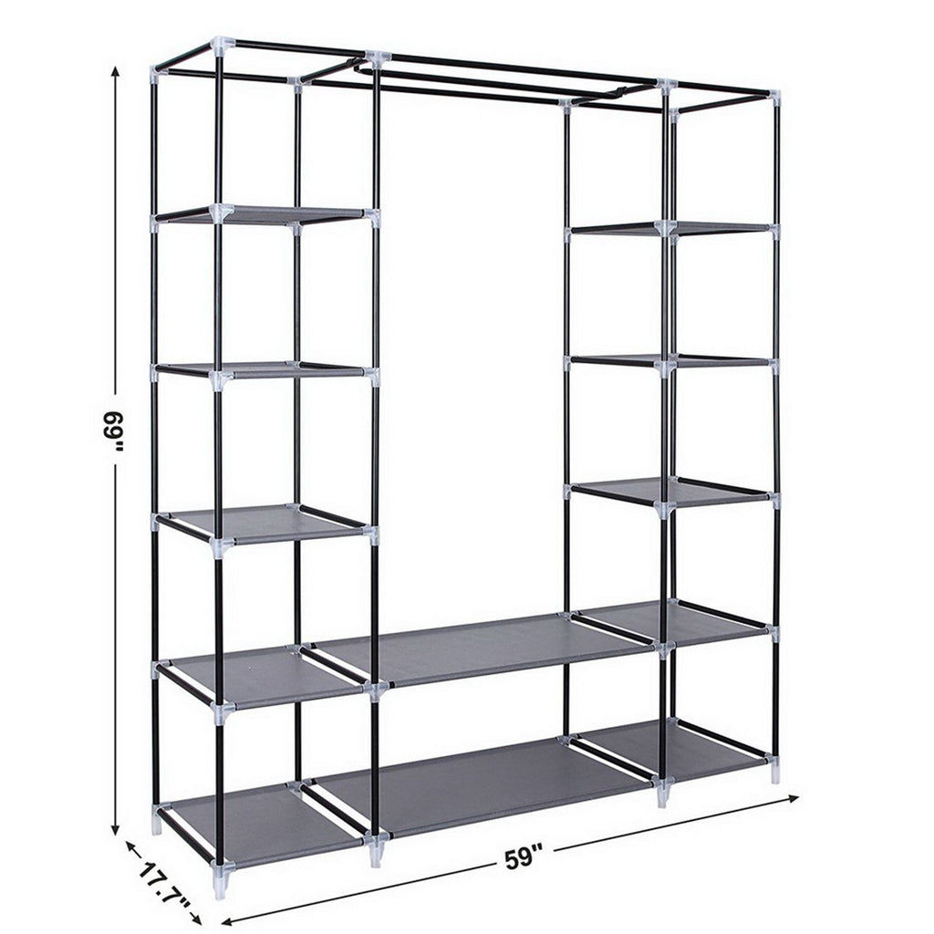69" Portable Clothes Closet Wardrobe Storage Organizer with Non-Woven Fabric Quick and Easy to Assem