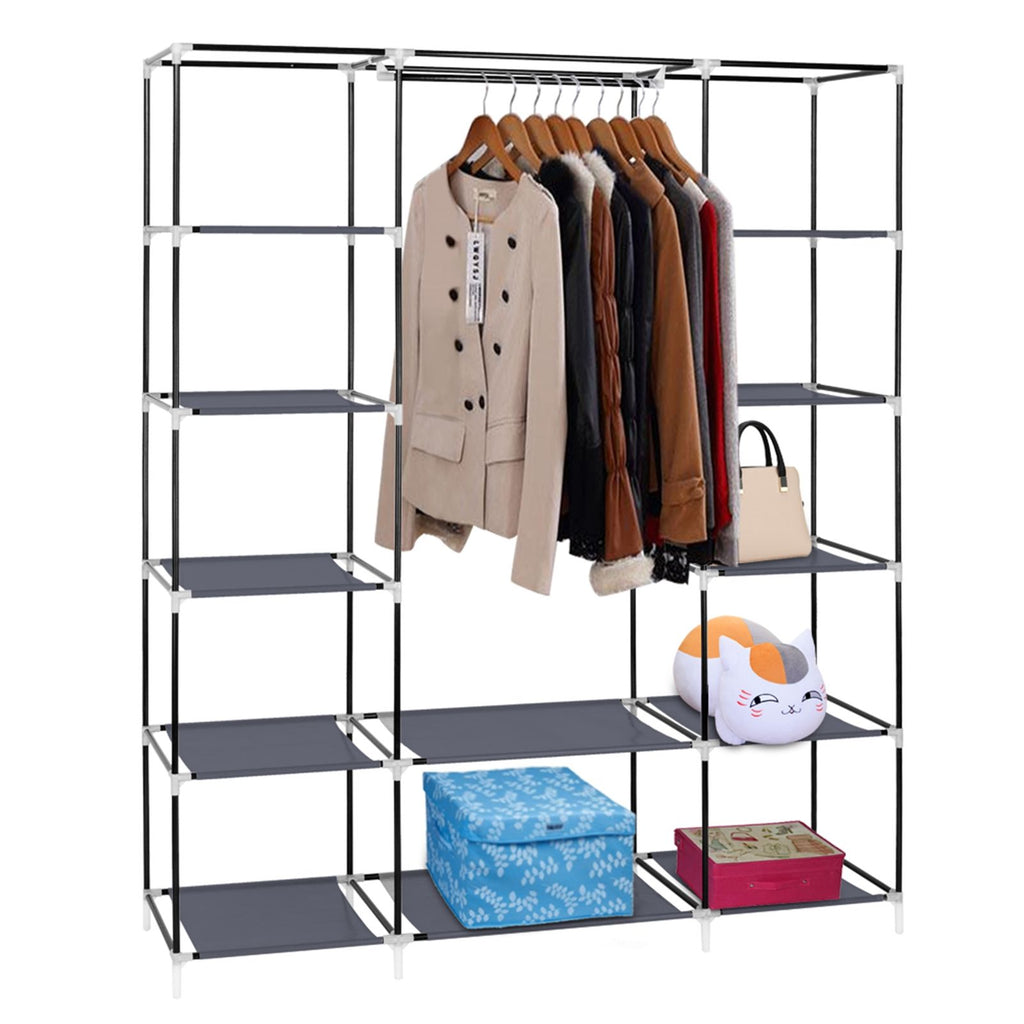 69" Portable Clothes Closet Wardrobe Storage Organizer with Non-Woven Fabric Quick and Easy to Assem