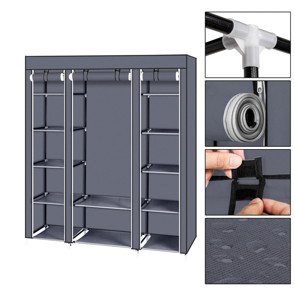 69" Portable Clothes Closet Wardrobe Storage Organizer with Non-Woven Fabric Quick and Easy to Assem