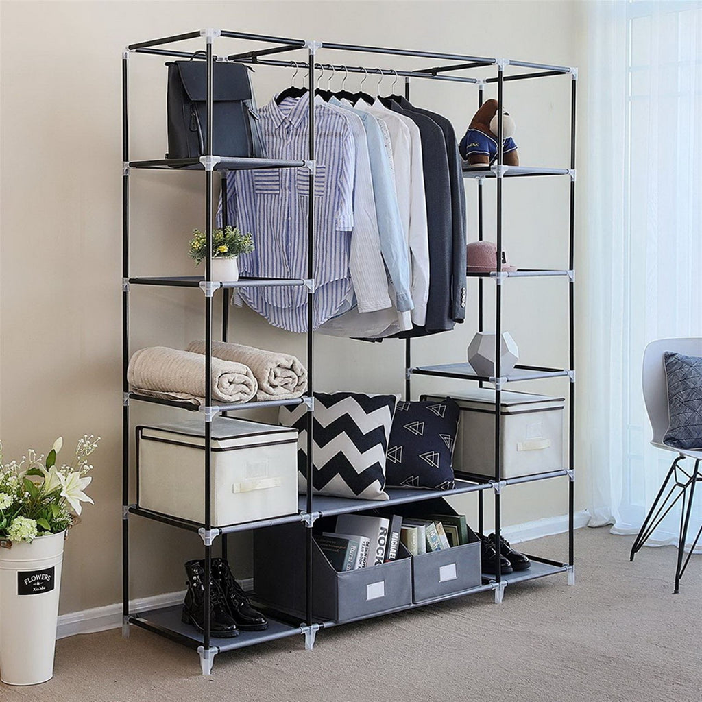 69" Portable Clothes Closet Wardrobe Storage Organizer with Non-Woven Fabric Quick and Easy to Assem