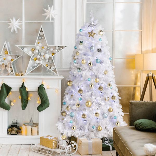 White Hanging-Branch Christmas Tree with Remote Lights