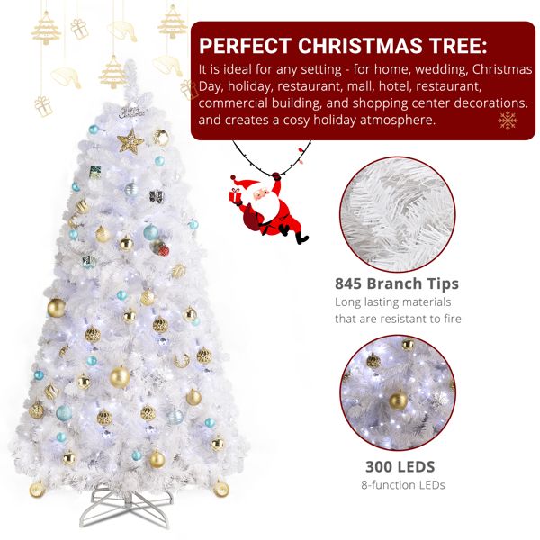 White Hanging-Branch Christmas Tree with Remote Lights