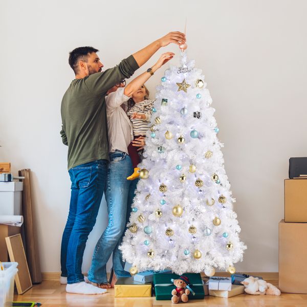 White Hanging-Branch Christmas Tree with Remote Lights