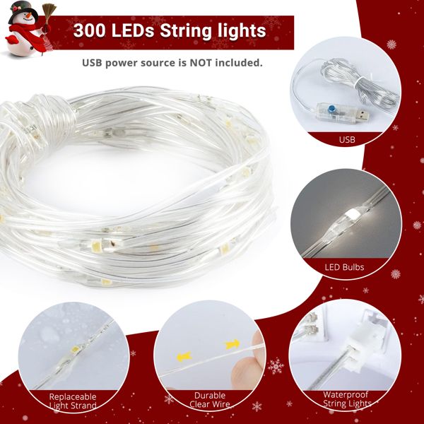 White Hanging-Branch Christmas Tree with Remote Lights