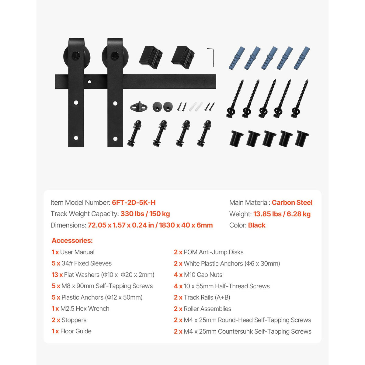 Modern Sliding Barn Door Hardware with J-Shape Rollers