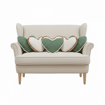 Heart-Shaped Plush and Woven Pillow Cover Set