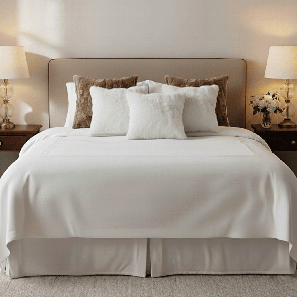 6-Piece Decorative Pillowcases Set – 4 White Textured & 2 Brown Fur Plush Covers