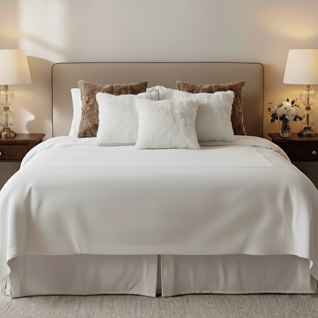 6-Piece Decorative Pillowcases Set – 4 White Textured & 2 Brown Fur Plush Covers