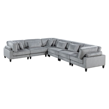 6-Piece Modular Sectional Set with Reversible Cushions and Pillows