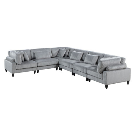 6-Piece Modular Sectional Set with Reversible Cushions and Pillows